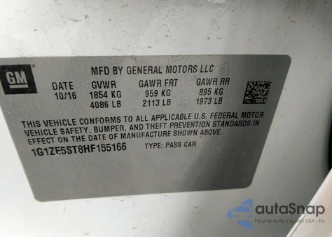 2017 Chevrolet Malibu 1Lt z USA, uszkodzony, nr VIN 1G1ZE5ST8HF155166